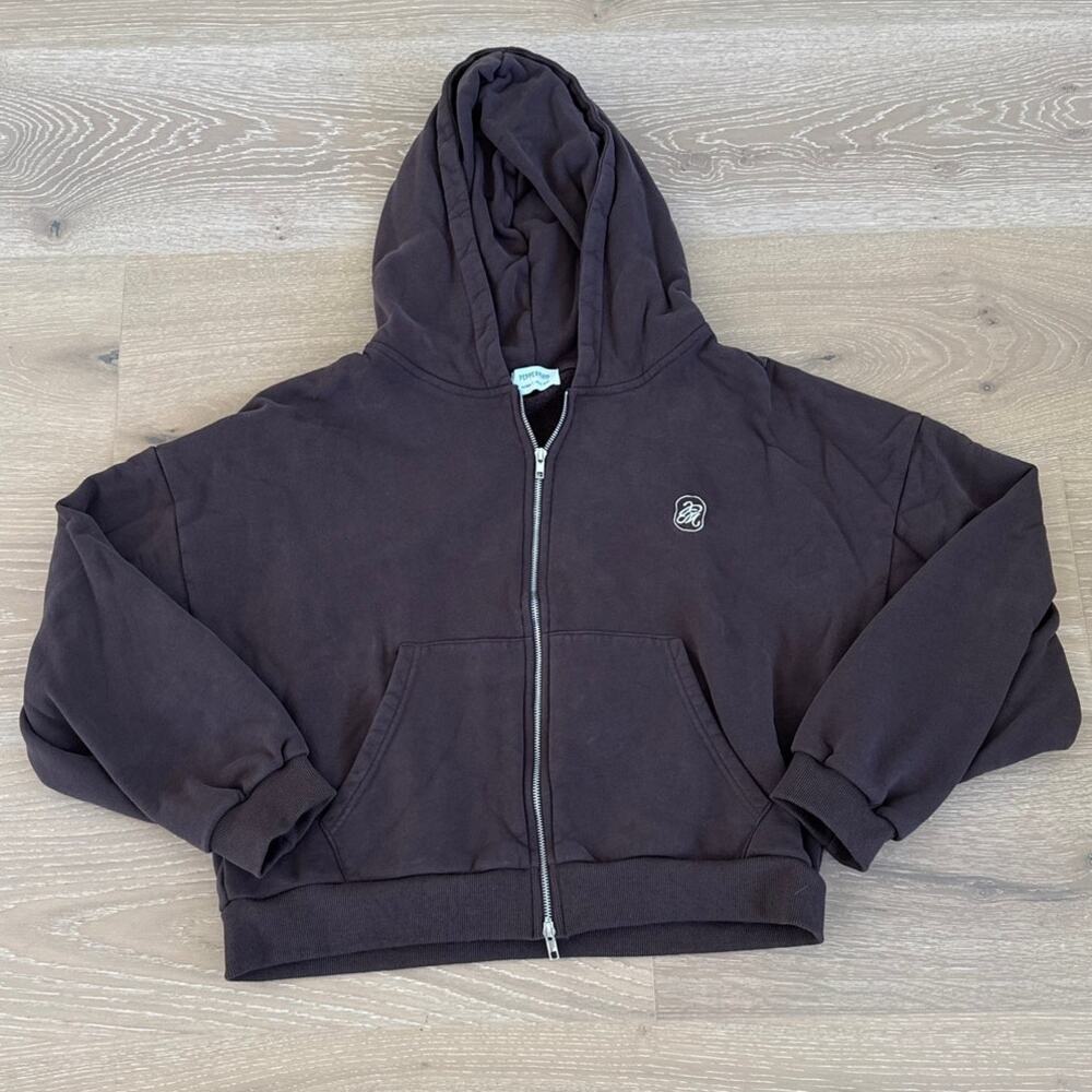 Peppermayo Hoodie Double Zip Signature Size US 4 Chocolate Brown